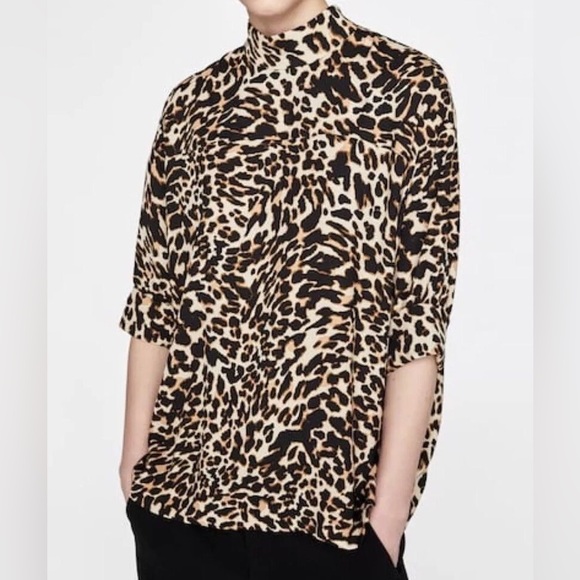 Zara Tops - ZARA Animal Print Oversized Blouse size L
